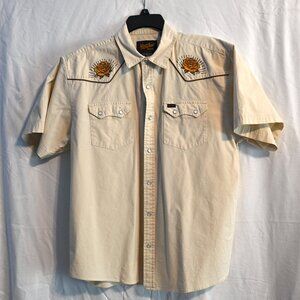 Howler Brothers ACL yellow rose short sleeve crosscut shirt L